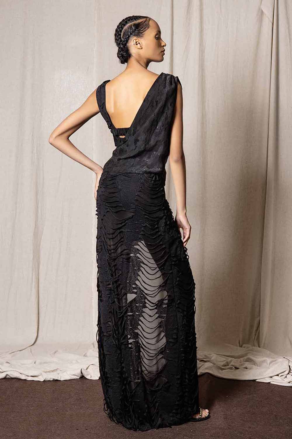 V Yırtmaç Uzun Etek - Görsel 2