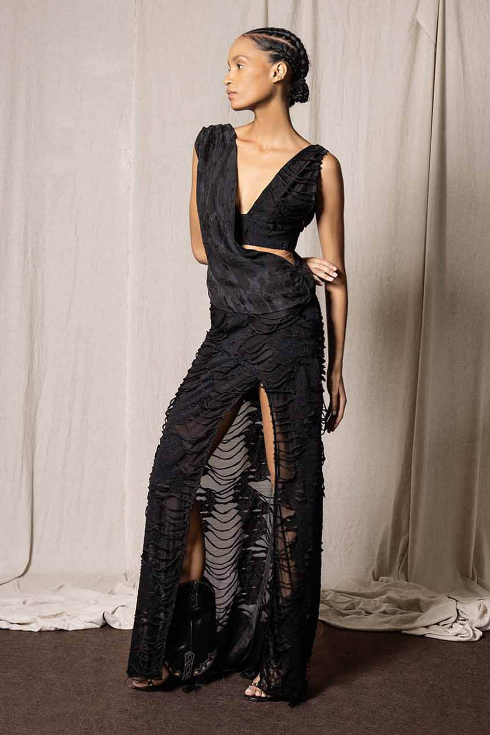 V Yırtmaç Uzun Etek - Görsel 3